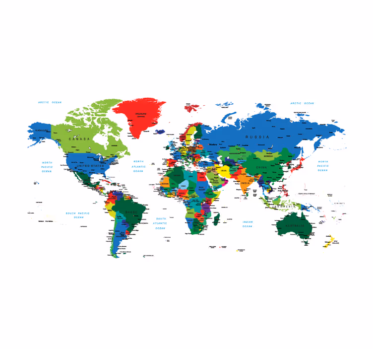 roleta mapa sveta politická kartografia - Tenstickers