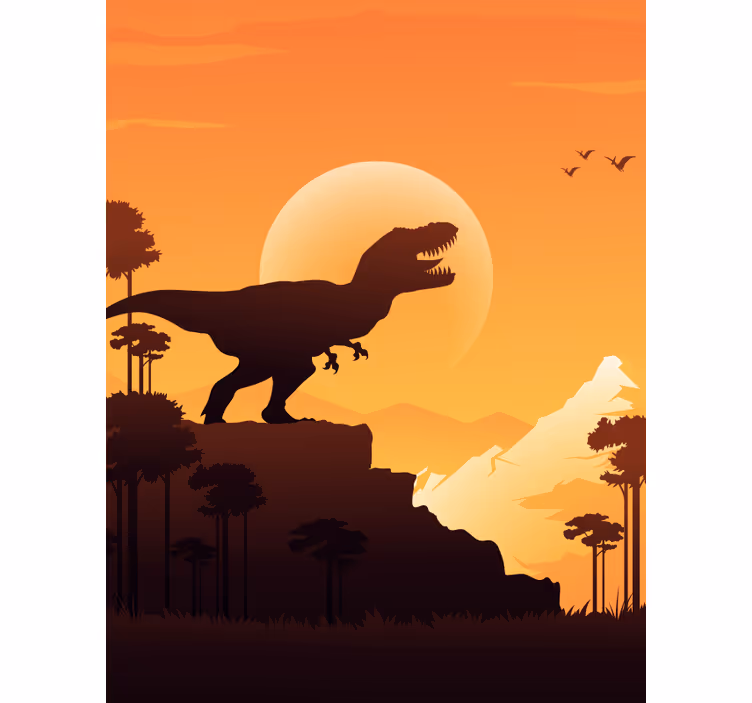 roleta na okno dinosaury silueta t-rexa - Tenstickers