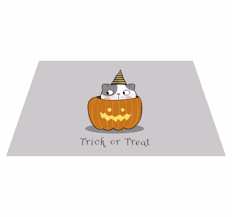 Halloweenske prestieranie mačka v tekvici - Tenstickers