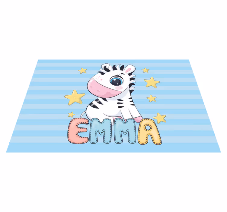 Roztomilá zebra s menom prispôsobeným prestieraním - Tenstickers