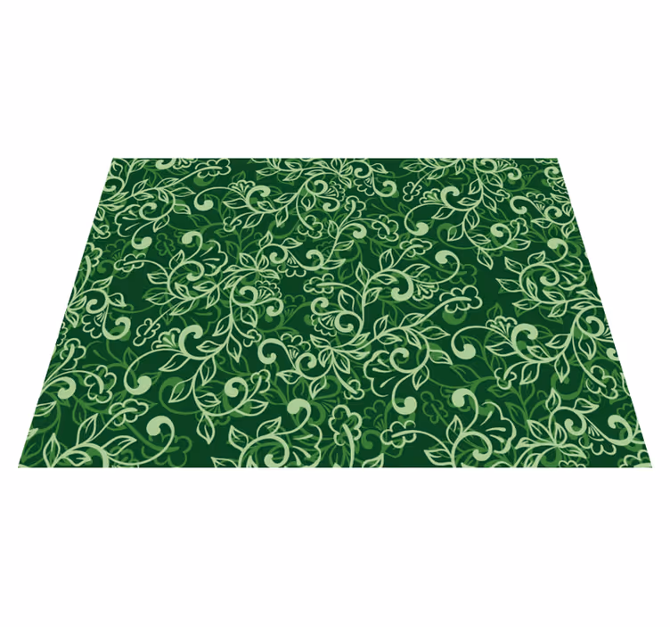 Zelený kvetinový ornament okrúhle vinylové prestierania - Tenstickers