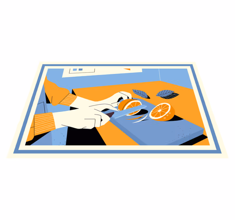 Moderné prestieranie na stôl krájanie čerstvých pomarančov - Tenstickers