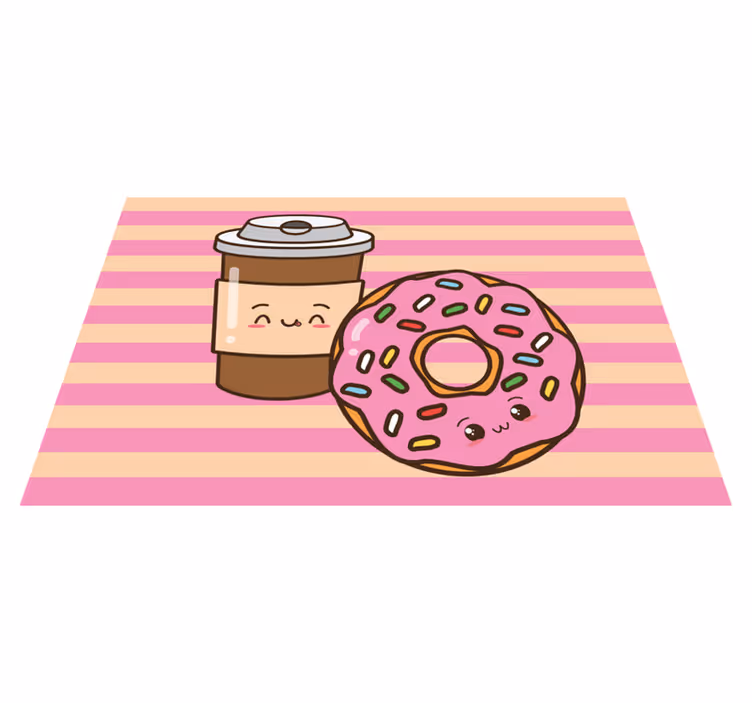 Detské prestieranie roztomilý kávový donut - Tenstickers
