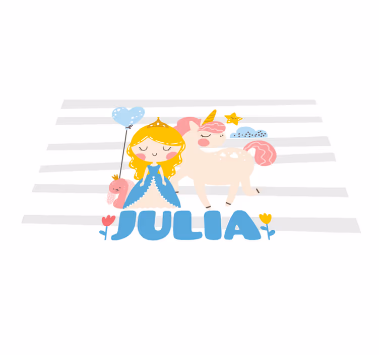 Kreslené prestieranie princezná a jednorožec - Tenstickers