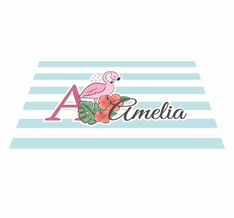 Roztomilé zvieratká plameniak s prestieraním s menom - Tenstickers