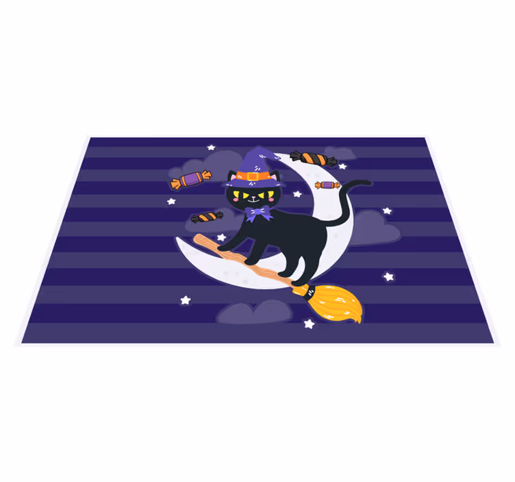 Halloweenske prestieranie s čarodejnickou mačkou na metle - Tenstickers
