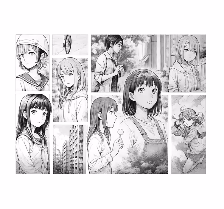fototapety do izby teenagera čiernobiela manga - Tenstickers