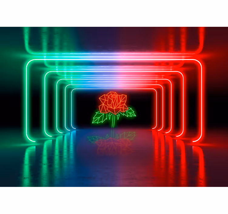 fototapety 3d silueta neónovej ruže - Tenstickers