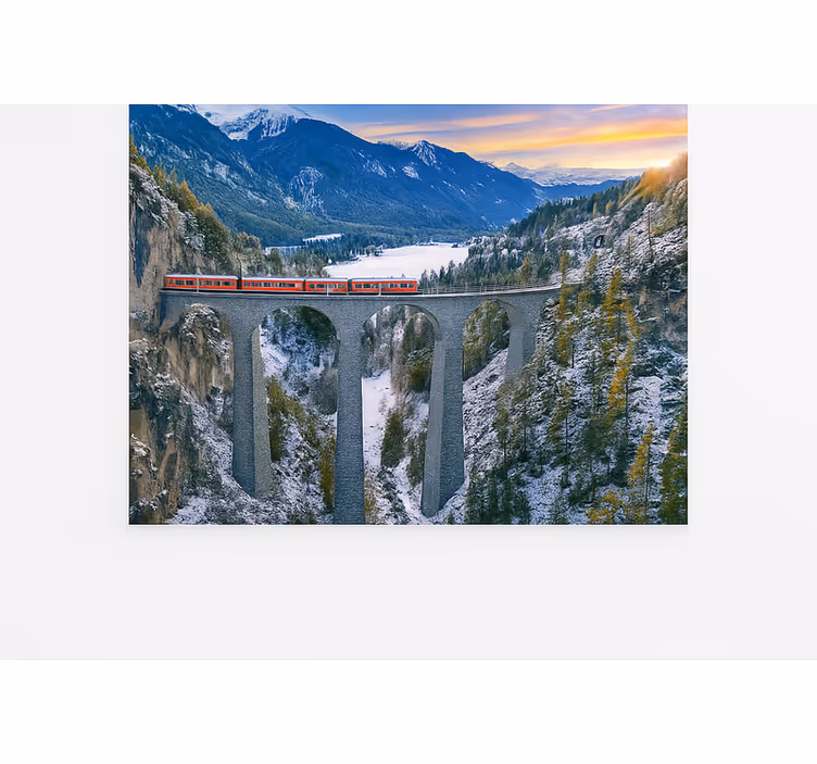 fototapety hory Švajčiarsky vlak na viadukte landwasser - Tenstickers