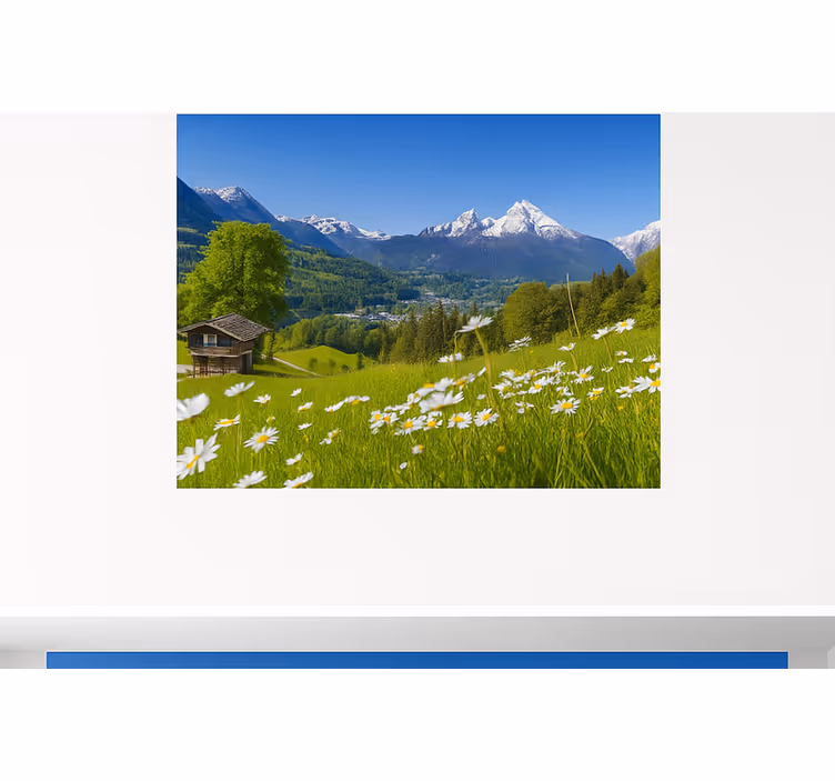 fototapety hory alpská chata v lete - Tenstickers
