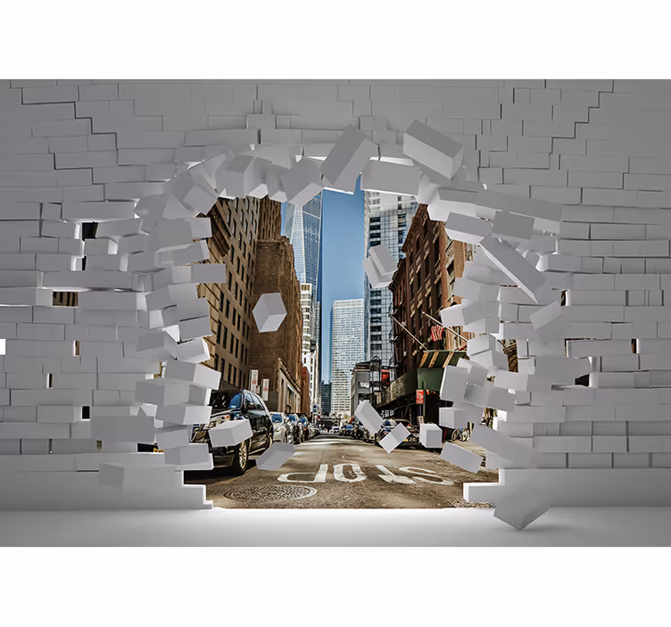 fototapety 3d explodujúca panoráma mesta - Tenstickers