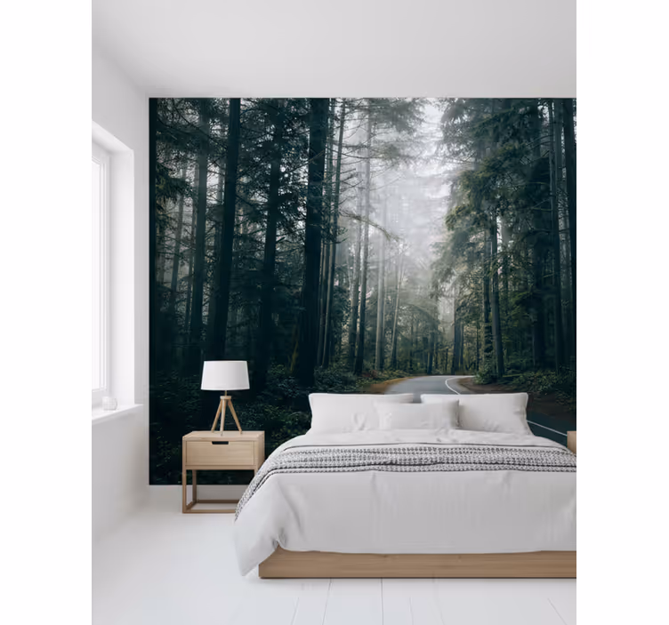 Fototapety na stenu les hmlistá borovicová cesta - Tenstickers