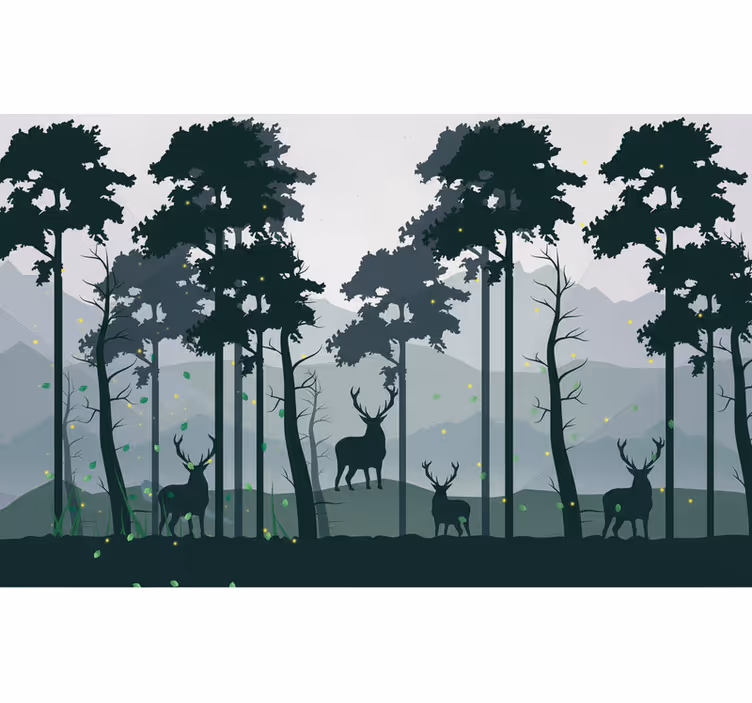 Fototapety na stenu les silueta lesného škandinávia - Tenstickers