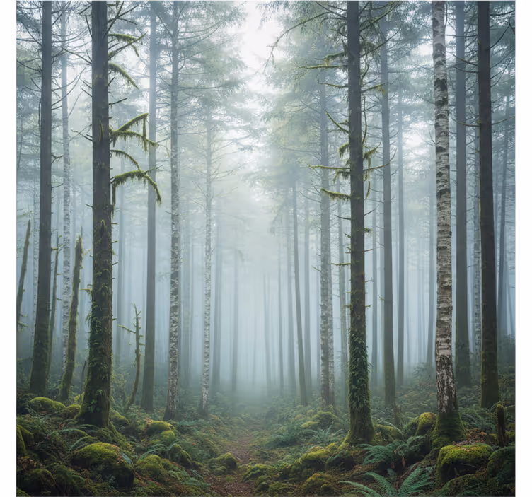 Fototapety na stenu les atmosférická hmla - Tenstickers