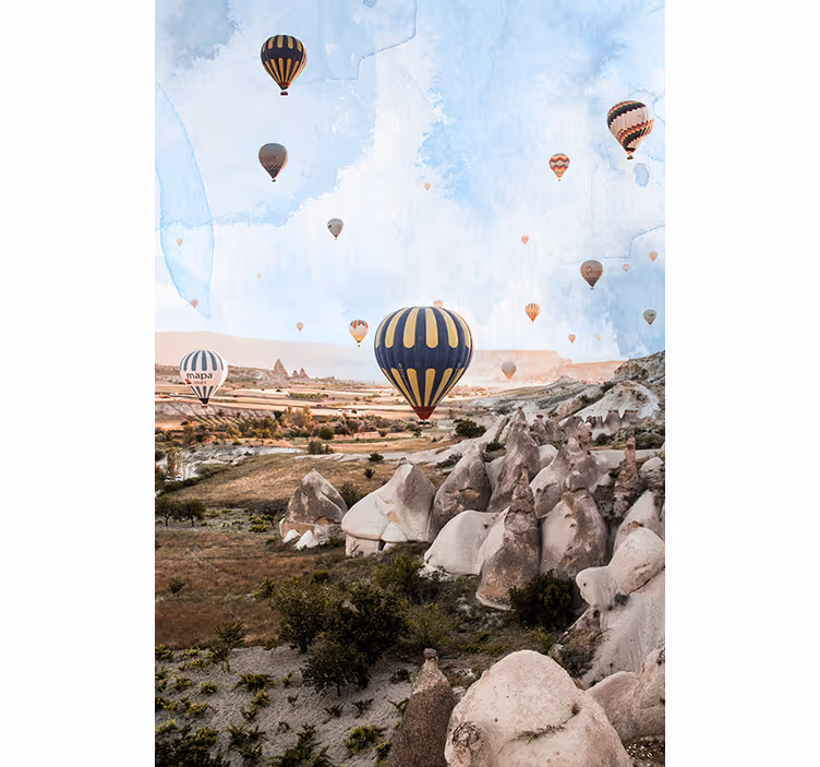Fototapeta púšt s balónmi nad kapadóciou - Tenstickers