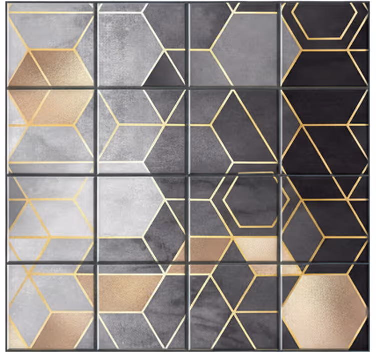 Fototapeta do kúpeľňe čierne a šedé hexagóny - Tenstickers