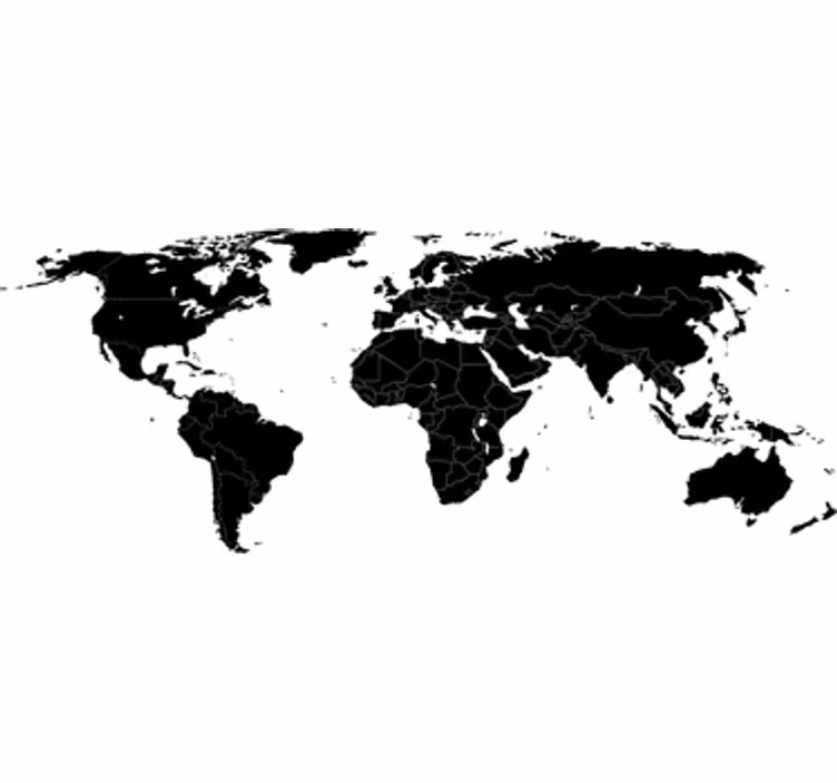 Fototapeta biela dekoratívna mapa sveta s hranicami - Tenstickers