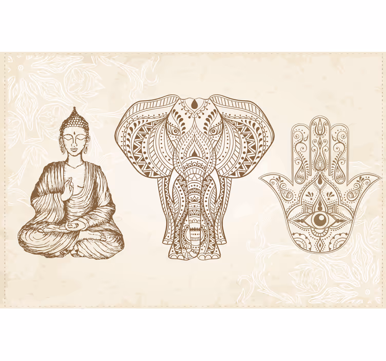 Bežové fototapety s symbolom buddhovho hamsa ruky - Tenstickers