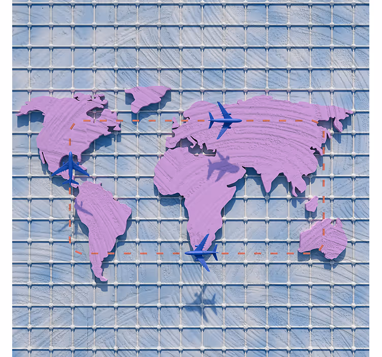 Fototapeta fialová umelecká mapa sveta - Tenstickers