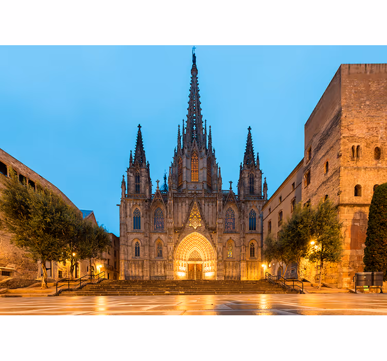 fototapeta barcelona gotický katedrálny večer - Tenstickers