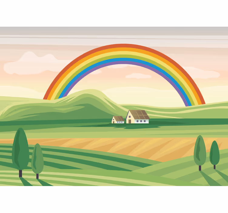 Dúha nad poľnými maľbami pre deti - Tenstickers