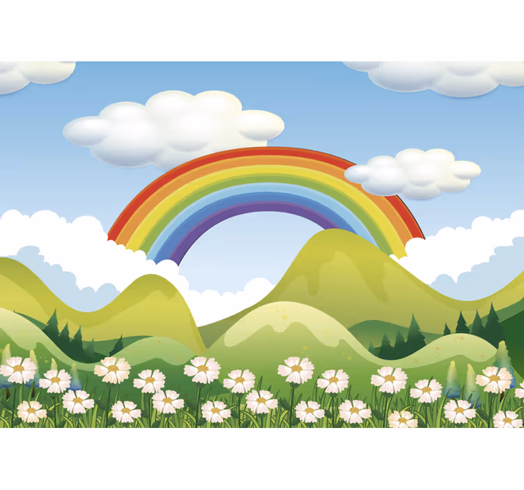 Nástenné maľby pre deti dúha nad prírodou - Tenstickers