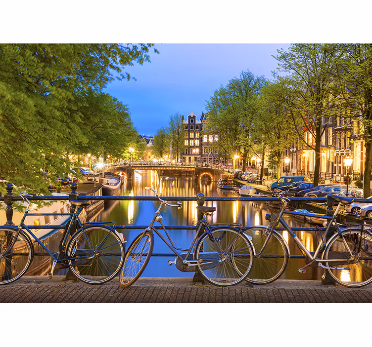 Fototapeta Amsterdam súmrak amsterdamského kanála - Tenstickers