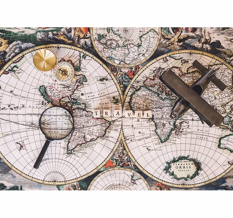 fototapety mapa sveta vintage prieskumnícka mapa - Tenstickers