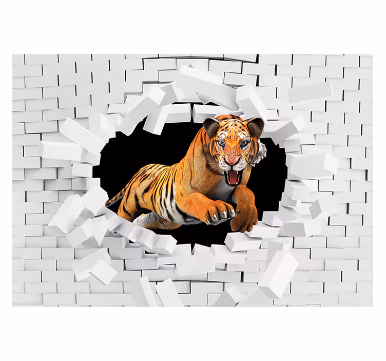 fototapety so zvieratami skákajúci tiger - Tenstickers
