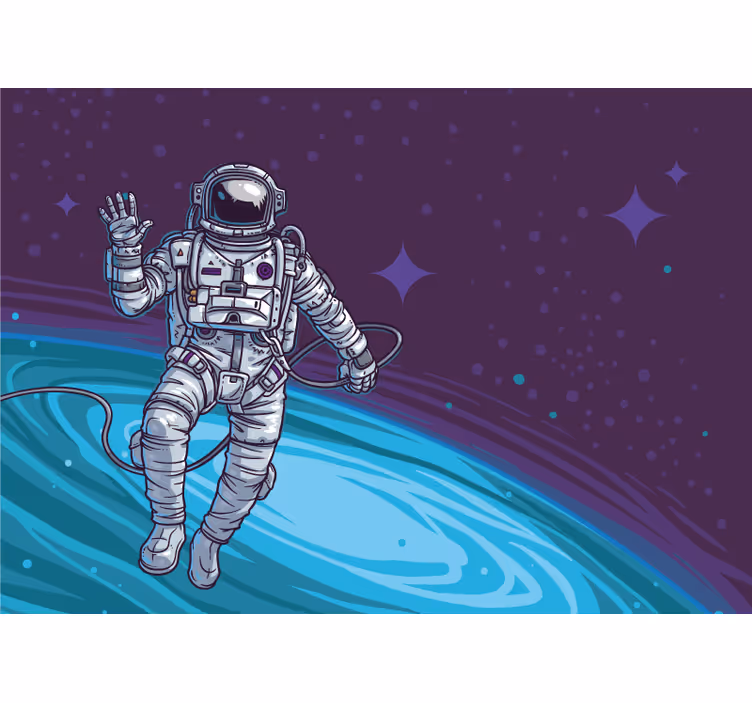 Ilustrácia kozmonaut obývacia izba fototapeta - Tenstickers