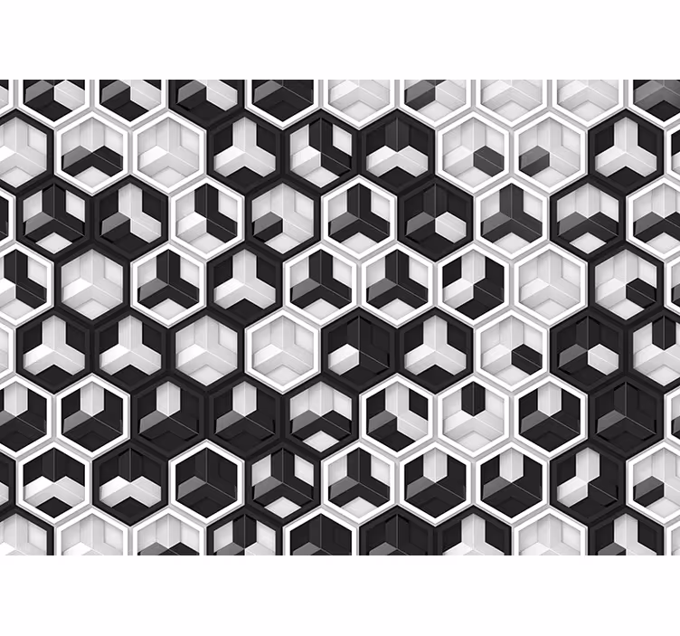 3d čierna a biela geometria 3d fototapeta - Tenstickers