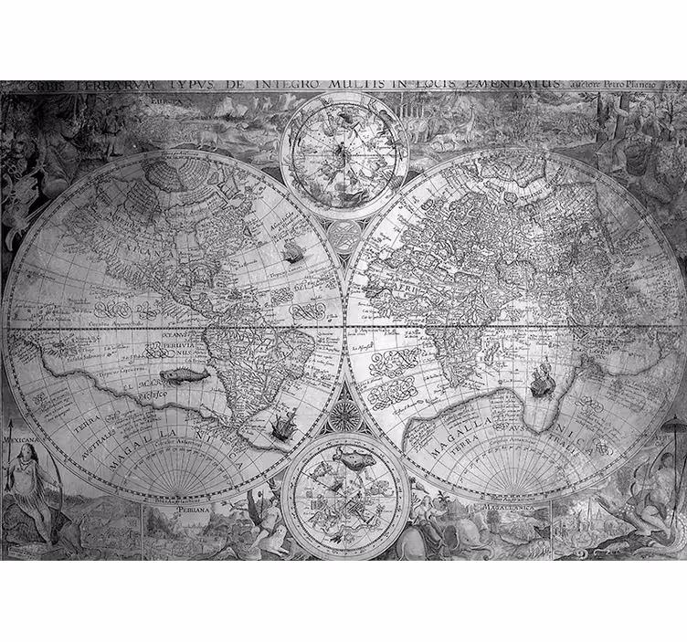 Fototapety mapa sveta podrobná historická mapa - Tenstickers