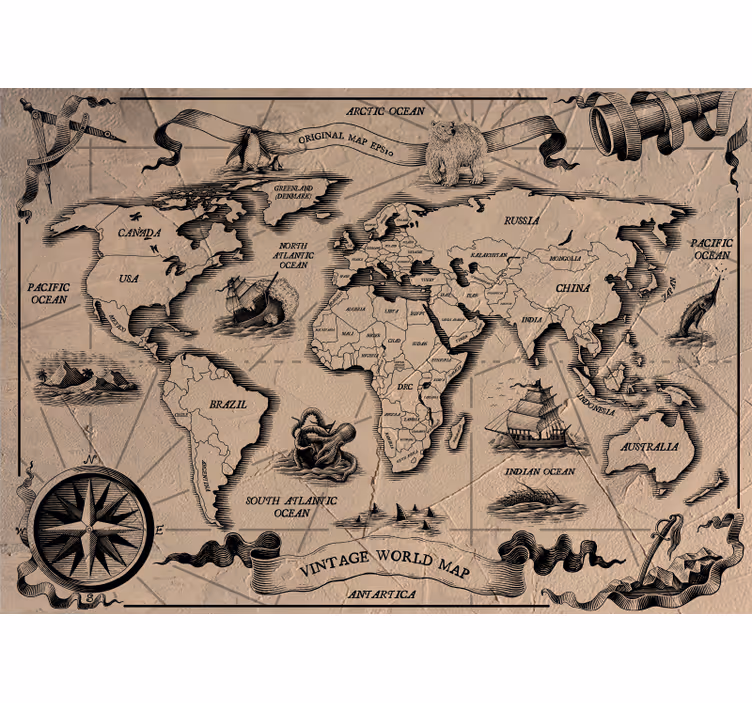 Fototapety mapa sveta vintage svetová mapa - Tenstickers