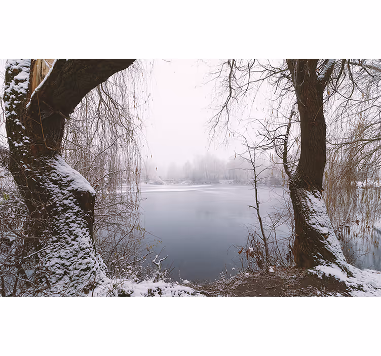 fototapety hory výhľad na zamrznuté jazero - Tenstickers