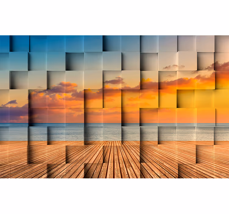 Fototapety 3d pohľad na oceán pri západe slnka - Tenstickers