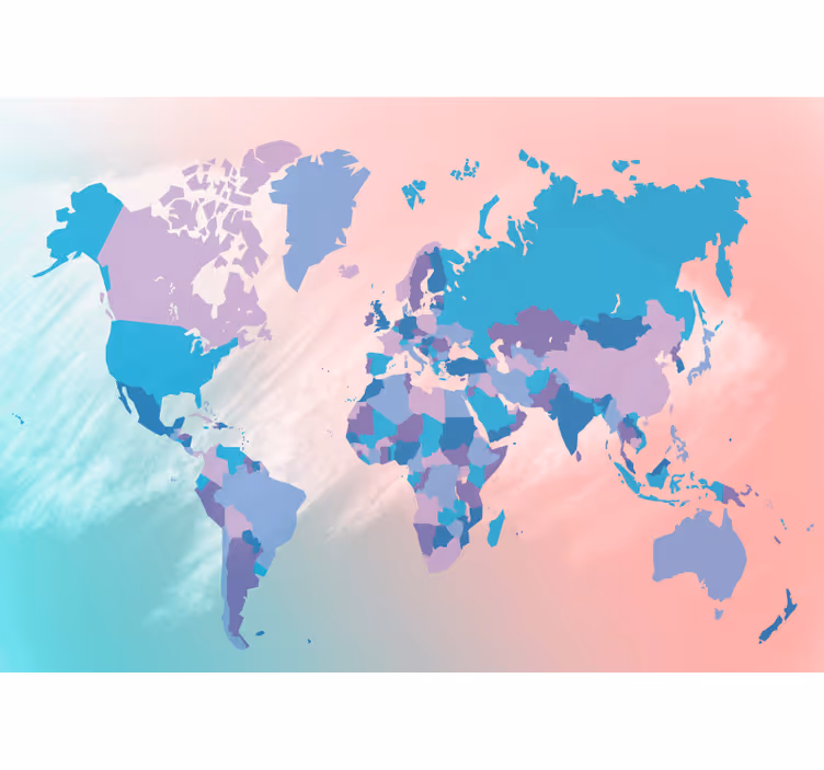 Fototapety mapa sveta farebná mapa sveta - Tenstickers