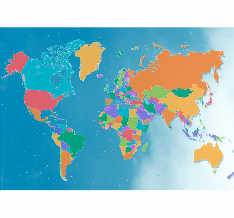 Politická farebná nástenná mapa sveta - Tenstickers