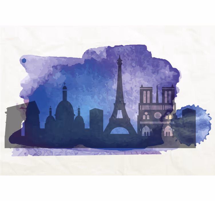 fototapety na stenu mesta silueta panorámy paríža - Tenstickers