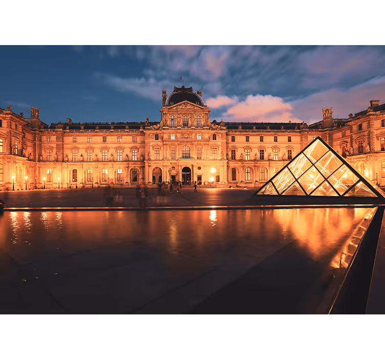 Fototapety na stenu mesta louvre pyramída v noci - Tenstickers