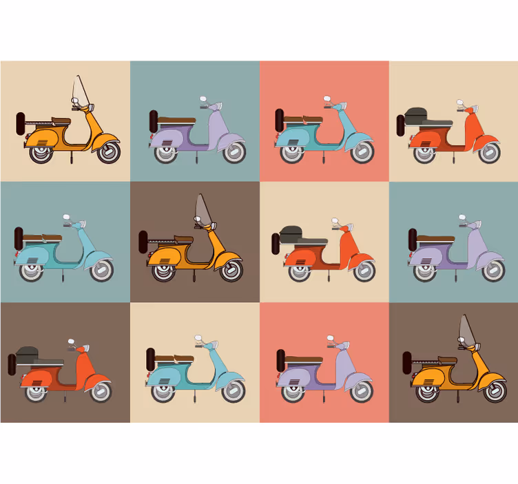 fototapeta moto retro vzor kolobežky - Tenstickers