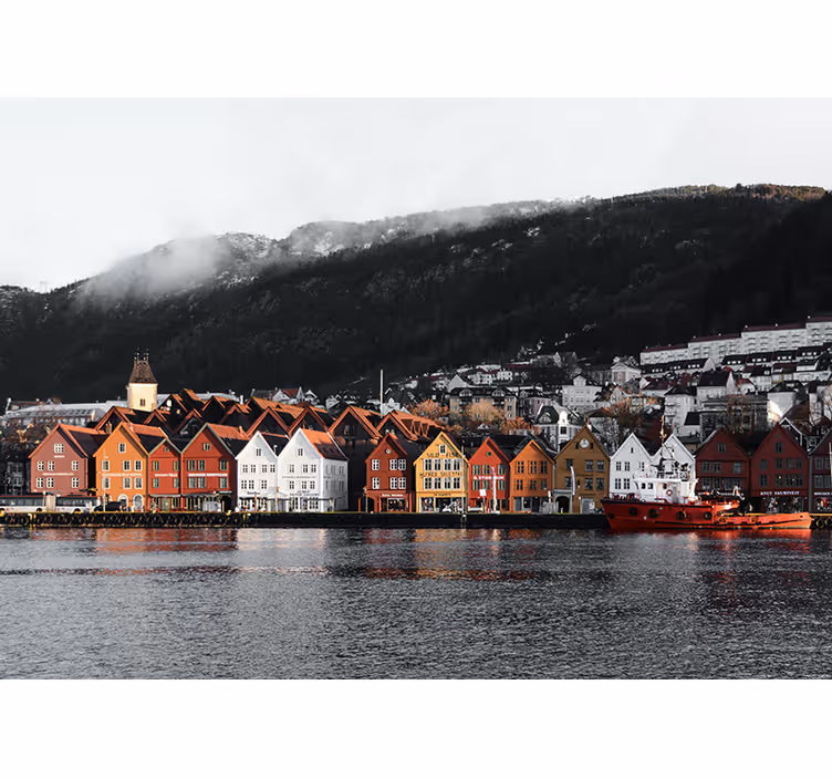 Bergen nórsko v zime fototapeta - Tenstickers
