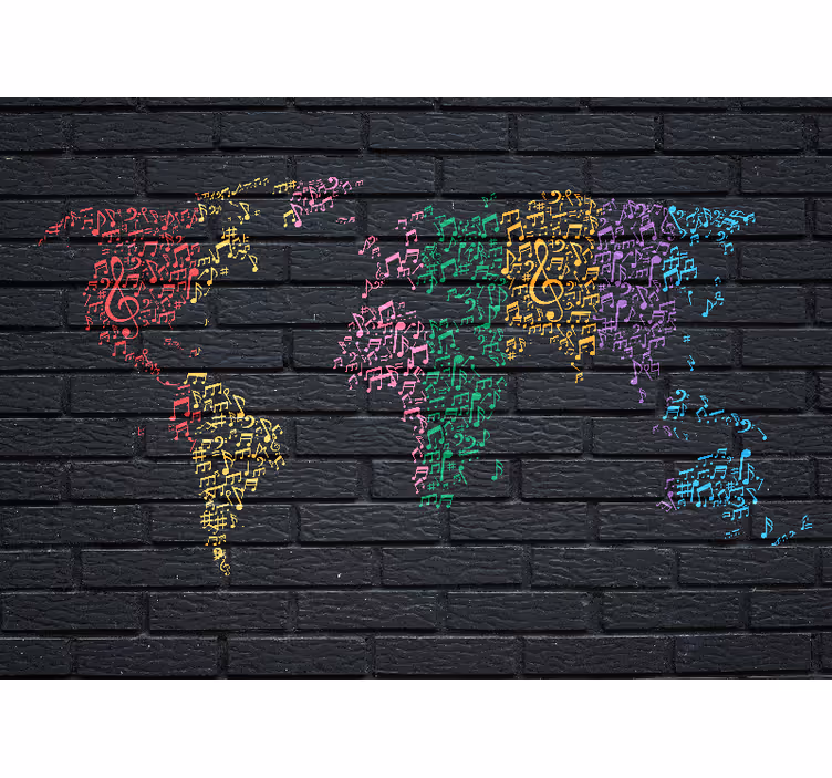 Hudobne fototapety hudobná mapa sveta - Tenstickers