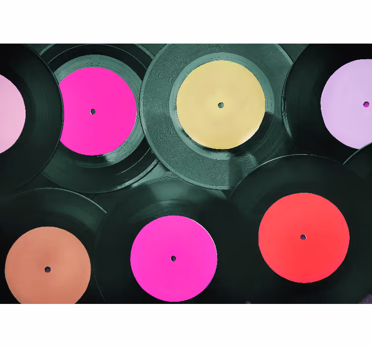 Hudobne fototapety zoskupenie vinylových platní - Tenstickers