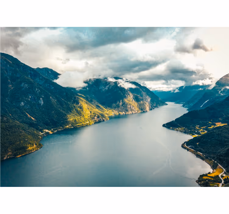 Fototapety hory letný fjordový výhľad - Tenstickers