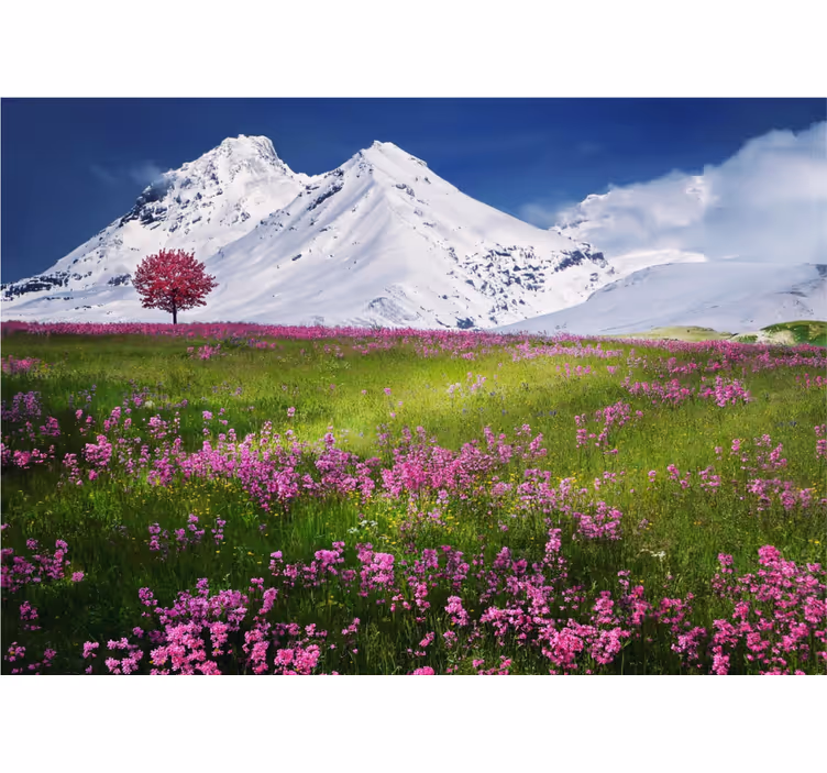 fototapety na stenu priroda zasnežené hory kvitnú - Tenstickers