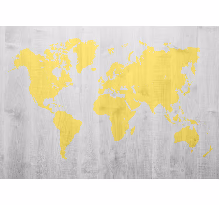 Drevený pantone žltá nástenná mapa sveta - Tenstickers