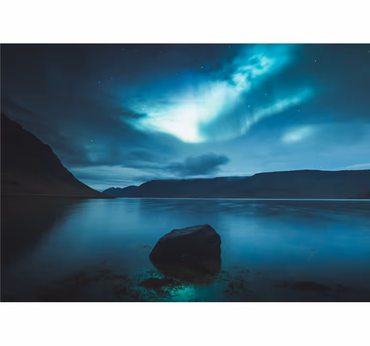 Krajinka fototapety aurora nad pokojným jazerom - Tenstickers