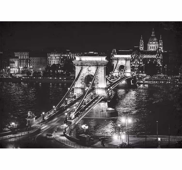 Fototapety na stenu mesta nočný reťazový most - Tenstickers