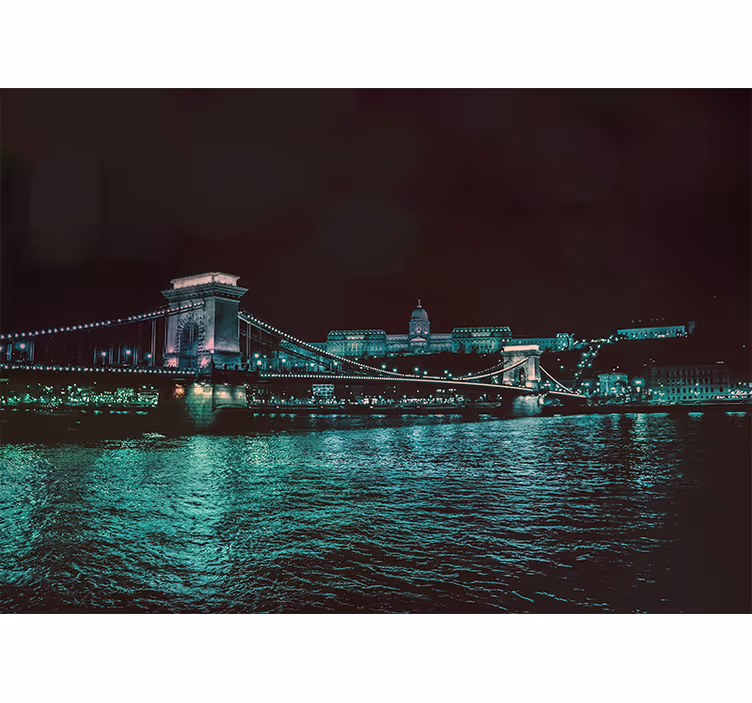 Fototapety na stenu mesta nočný pohľad na reťazový most - Tenstickers