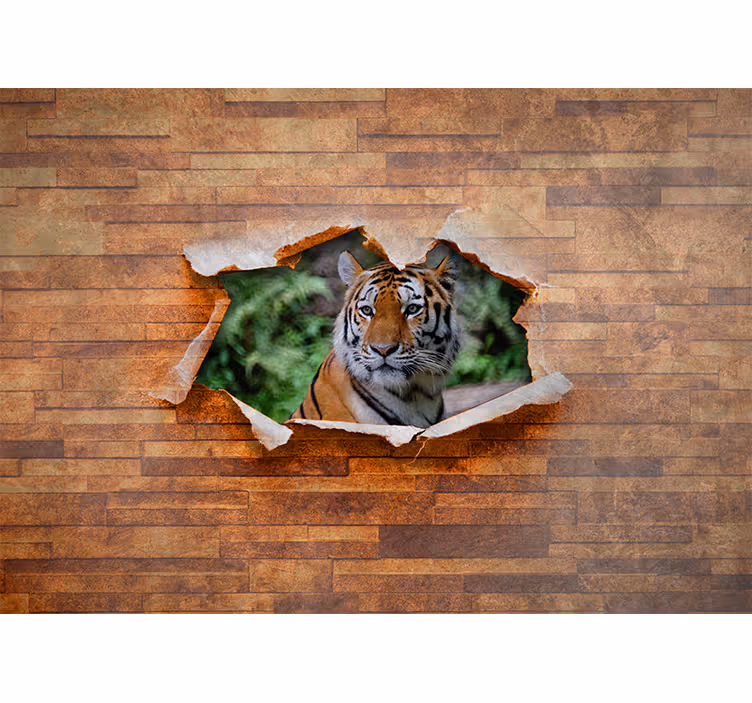 Fototapety so zvieratami hlava tigra na stene - Tenstickers